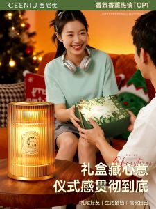 Christmas Gift Aromatherapy Candle Wax Melter Lamp Night Light Bedroom Sleep Aid High-End Gift Box Womens Birthday Gift