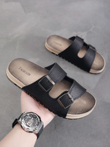 Mens Summer Outdoor Casual Thick Bottom Sandals Anti-Slip Wear-Resistant Slip-On Beach Slippers Popular Trendy Leisure Sandals