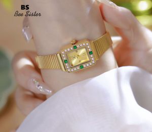 BS Bee Sister 1853 Hot Sale Fashion Women Watch Casual Stainless Steel Strap Quartz Waterproof Watches Ladies Elegant Diamond Rhinestone Wristwatch Gift For Women