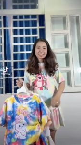 30 đến 50kg Set áo và váy loang dành cho bé gái size đại vải cotton xuất Nikkykids J572