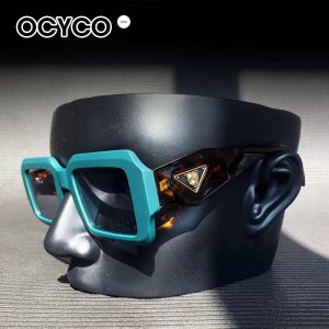 OCYCO Cao Cấp Họa Tiết Da Báo Vuông Kính Mát Vintage Phong Cách Punk UV400 Bảo Vệ Nam Nữ Kính Mắt Thời Trang