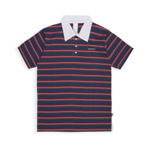 RUGBY SHIRT LONG SLEEVE POLO SHIRT POLO LENGAN PENDEK STRIPE APLS MERAH NAVY