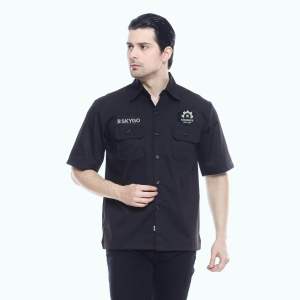 Raden Skygo Workshirt Kemeja Kerja Engineer Lengan Pendek Hitam
