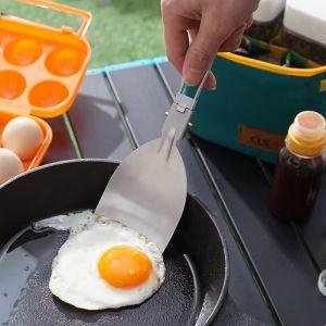 ISSI Diary Outdoor Folding Frying Shovel Camping Portable 304 Stainless Steel Shovel Barbecue Picnic Tableware Nature Hike Travel Spatula