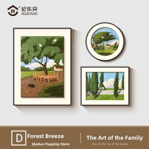 JILEDUO | Decorative Painting Sunrise Eastern Combination Small Artistic Dining Room