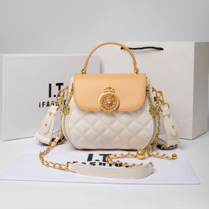 Hong Kong Counter Genuine Goods Withdraw from Cupboard Genuine Leather round Bag 2023 New Arrival Summer Small Golden Ball Chain Shoulder Womens Crossbody Handbag