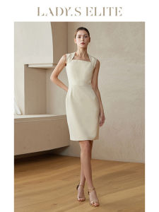 LadyS Elite | Beige New Premium Style Sleeveless Fitted Midi Dress