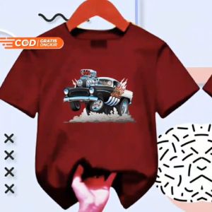 Pakaian Atasan Anak Usia 1-12 Tahun Cewek/Cowok Polis Car Lengan Pendek