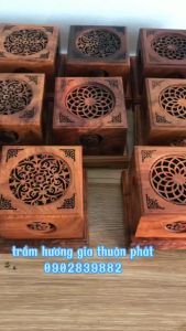 Lư Gỗ Xông Trầm - Hàng Loại 1 (Gỗ Hương Nguyên Khối)- Phụ kiện xông Trầm - Thưởng Trầm
