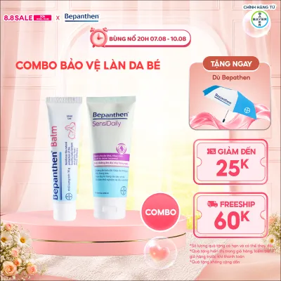 Combo Bảo Vệ Làn Da Bé: 1 Kem Chống Hăm Bepanthen Balm (30G/Tuýp) + 1 Kem Dưỡng Ẩm Hằng Ngày Bepanthen Sensidaily Tuýp (200G/Tuýp)