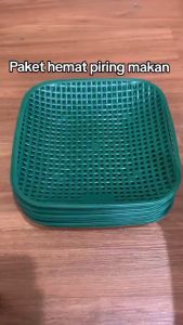 Paket 12 Pcs Piring rotan plastik + Sendok + Garpu + Kertas Nasi