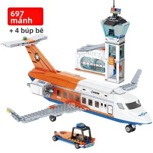 Sluban | Bộ Đồ Chơi Lắp Ráp 3 Trong 1 City Series - Máy Bay Chở Hàng Trực Thăng & Tháp Điều Khiển Máy Bay - Đồ Chơi Giáo Dục Dành Cho Trẻ Em Quà Tặng Cho Bé Trai