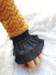 New Lace Sleeve Covers Decorative Elastic Cuff Long Innerwear Youthful Half Finger Gloves for Women Elderly People Friends