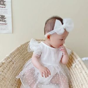 Băng Đô Thun Cho Bé Gái Nơ Voan Màu Trắng - Trắng (Cái)