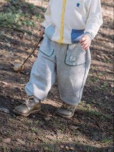 white wheat | Pure Cotton Color Block Sporty Kids Cuffed Trousers