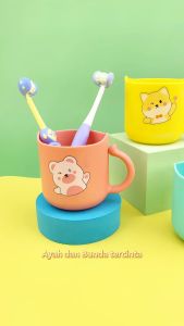 Gelas Kartun Anak / Gelas Sikat Gigi & Kumur / Motif Lucu Bahan Ramah Lingkungan / Ringan & Praktis B470