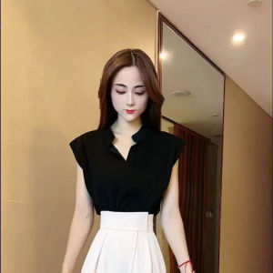 Elegant Stand Collar Fly Sleeve Wide Leg Pants Two Piece Set Single Piece Summer New Style Ladylike Fashion Outfit