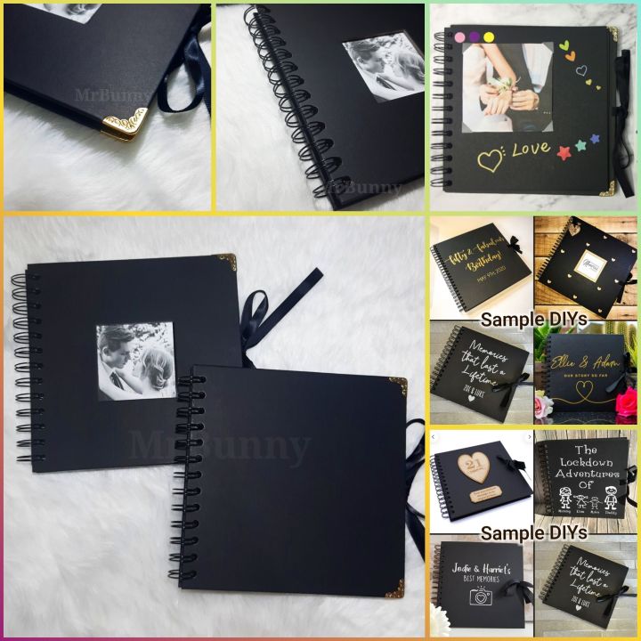 Scrapbook Album 20 Sheets (40 Pages) / 6.8 x 6.8 Inches Memory Photo Album  Black Notebook Baby Book Annivesary Gift for Her Annivesary Gift for Him
