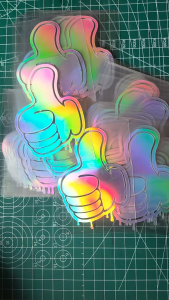 Tem phản quang hình Ngón tay vui nhộn dán trang trí ô tô xe máy lap top nón bảo hiểm