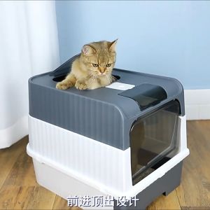 【COD】กระบะทรายแมวแบบมีฝาปิด กระบะทรายแมวขนาดใหญ่แบบมีลิ้นชัก 2 in 1 ห้องน้ำแมว มีให้เลือก 4 สี