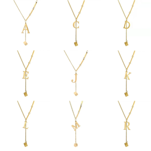 Letter Pendant Necklace Titanium Steel Initial Gold Chain Women Jewelry Accessories