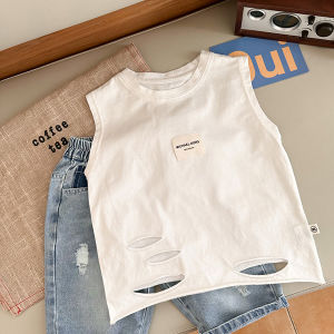 Childrens Stripe Vest Summer Casual Thin Sleeveless Korean Style Cotton round Neck T-Shirt for Boys And Girls Baby Clothes