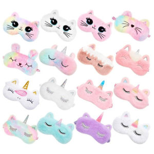 Cute Cartoon Unicorn Party Anime Sleeping Mask for Kids Adult Pony Christmas Gift Soft Cloud Plush Sleeping Eye Band Eyepatchs