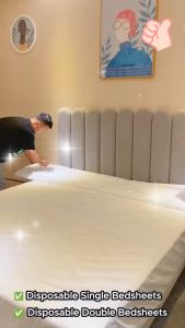 AKIRO MALAYSIA Travel Disposable Bed Sheets Set Hotel Pillow Cover Quilt Cover One Time Use Bedsheet Sarung Bantal 一次性床单