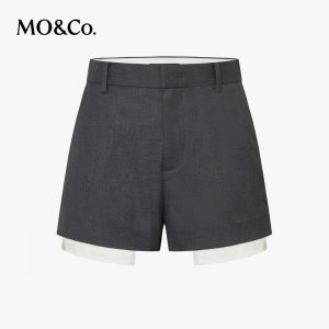 High Waist A-Line Shorts with Pocket Exposed Lining Casual Pants in Grey And Black by MoCo Street Style High Waist Straight Leg