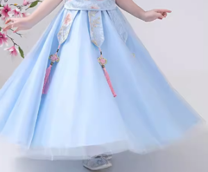 เรียบหรู แขนสั้นสไตล์เจ้าหญิง ชุดฮั่นฝู เดรส สําหรับสาวน้อยเทพนิยายชาติพันธุ์จีน ฤดูร้อน เสื้อผ้าเด็กแฟชั่น