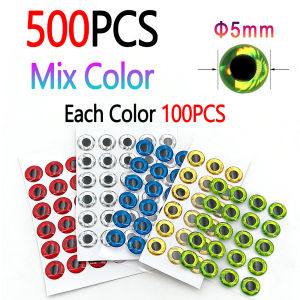 500pcs Mix 3D Holographic Fish Eyes Saltwater Streamer Fly Tying Material Jigs Craft Dolls Eyes Fishing Jig Lure Bait Making