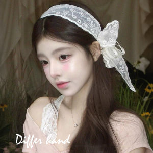 Elegant White Lace Butterfly Knot Hairband Womens Outdoor Wear Wide Edge Hair Clip Headwear Sweet Style Fresh Outing