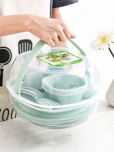 Outdoor Portable Camping Tableware Suit Camping Picnic Plate Spoon Bowl Chopsticks 54-Piece Set Satchel Lunch Box