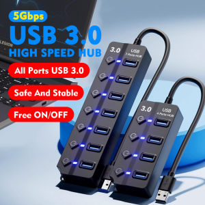 JUMPEAK 4 Port 7 Port USB Hub USB3.0 Expander Docking Station Splitter With Power Adapter With Switch For Laptop PC Multi-Device
