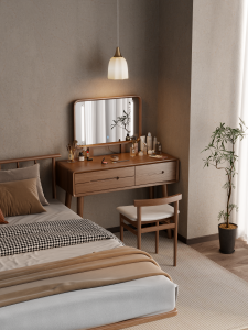 DONGMU | Modern Minimalist Dressing Table with Large Mirror and Desk Integrated for Small Spaces