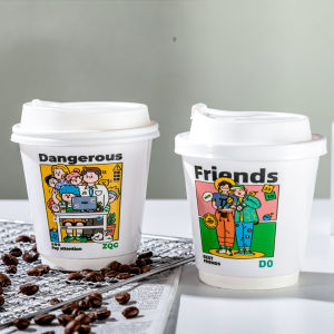 Cốc Giấy Cà Phê 90mm Dùng Một Lần Có Nắp Đựng Nước Nóng Chống Rò Rỉ in Logo Dùng Cho Doanh Nghiệp Cốc Đựng Trà Sữa Đậu Nành