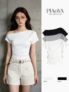 PIAOYA | Slimming Off-Shoulder Waist-Cut T-Shirt