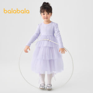 balabala ChildrenS Dress 2024 Fall New Baby Long Sleeve Gauze Dress Sweet Children