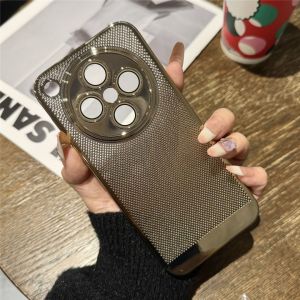 Ultra-Thin Electroplated Protective Phone Case for Oppo Findx8 X9 pro Mesh Design Breathable Lens Guard Fashionable High-End for Couples