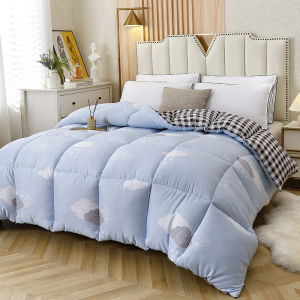 Thickened Pure Cotton Winter Quilt Durable Bedding for Students Warm Breathable Single Layer Flat Fill Quilt with Polyester Fiber