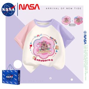 Cute Pure Cotton Short Sleeve Sparkling T-Shirt for Girls Baby Summer Fashionable Top Kids Cartoon Print Sweat Absorbent