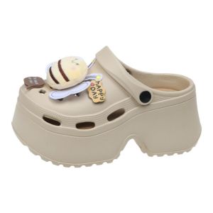 Womens High Heel Thick Bottom Sandals Summer Cute Soft Adorable Increase Soft Bottom Outdoor Wear Anti-slip Shoes Casual Style EVA Material