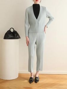 8770 One Size (45-75kg) Autumn Spring Sanzhai Pleated All-Match Commute British Slimming Casual Suit Jacket