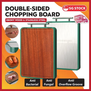 [SG STOCK] Ebony Double-Sided stainless steel Chopping Cutting Board - Durable Antibacterial And Mildew Resistant