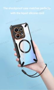 NANU เคสโทรศัพท์สำหรับ Infinix Hot 50 4Gเคสตัวดูดแม่เหล็กนิ่ม TPU กันกระแทก + สายคล้องซิลิโคนอะคริลิคใสด้านหลังฝาแข็งกรอบป้องกันกล้อง