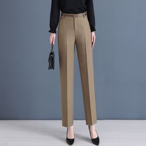 กางเกงสูททรงตรงเอวสูงสำหรับผู้หญิง กางเกงขายาวทรงหลวมสีดำ ทรงเข้ารูป ทรงลำลอง ทรงเข้ารูป กางเกงขายาวทรงเข้ารูป ทรงเข้ารูป