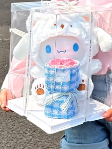 Cute plush toy bouquet gift box for girlfriend plush toy gift box Valentines Day birthday gift for girls and children.