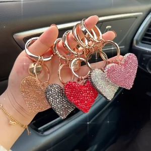 Móc Khóa Hình Trái Tim Đính Đá Cao Cấp Trang Trí Túi XáchTreo Chìa Khóa Ô Tô Xe Máy
