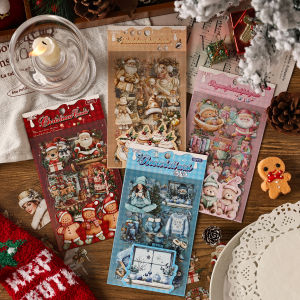 6Sheets/Bag Christmas Flat Stickers for Scrapbooking DIY Photo Frame Journal Collage Phone Laptop Decoration Decals Supplies