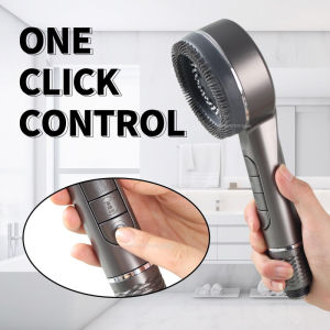Boost Pressure Self-cleaning Shower Head with Silicone Brush One-Key Stop Water Massage High Pressure ABS Showerhead with Filter